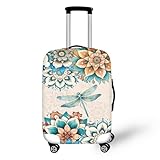 LNXSESN Funda Maleta Mediana Mandala Insectos Beige Funda para Maletas Elástico Fundas Maletas de Viaje Lavable Protector de Equipaje con Cremallera Fundas para Maletas de Viaje para 26-28 Pulgadas