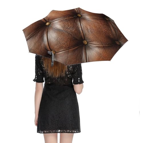 Parapluie pliant 3 plis ACEPrints marron à texture canapé élégant - 5