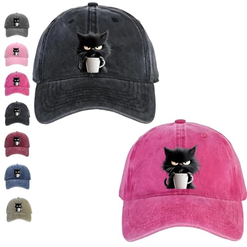 Gorra de café Grumpy Cat Feral pero a la moda, edición de sombrero de gato, ligera, transpirable y ajustable, 2 unidades, M