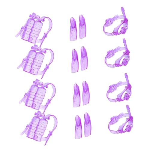 ifundom 4sets Doll Diving Set Plastic Doll Diving Equipment with Oxygen Tank Flippers Goggles Dolls Imaginative Play Pool Party Fun