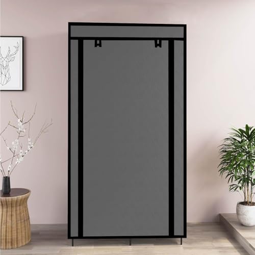 Image of GTC 4+4 Layer Collapsible Wardrobe for Clothes with Side Pocket 7800-2 (84CM x 42.5CM x 166CM, Grey) Storage Unit