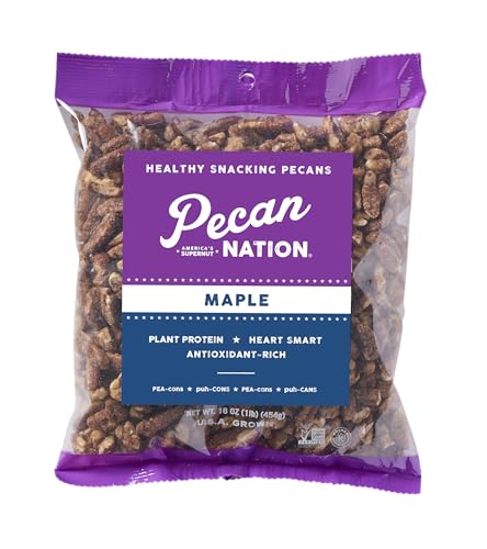 Pecan Nation Maple Roasted Georgia Pecan Halves 16 oz., Natural, No preservatives, Antioxidant-Rich,...