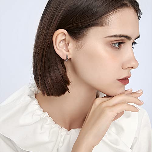 Immobird Hoop Earrings Men 925 Sterling Silver Ear Pins Minimalistic Black Stripe Men Hoop Earrings for Father Boyfriend or Brother3