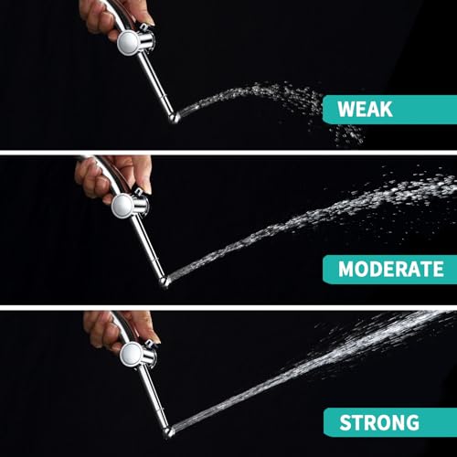 BARROCK Handheld Bidet Sprayer Combo Set for Toilet, Portable Bathroom Bidet Seat Attachment, 2 Way Installation Hang or Wall-Mount Shattaf Kit for Women with Brass T-Valve Explosion-Proof Hose Chrome - Thumbnail 4
