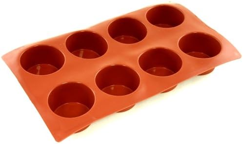 World Cuisine Non-Stick Silicone Mold, Muffin, Red, Dia 2 3/8" x H 1 1/8"