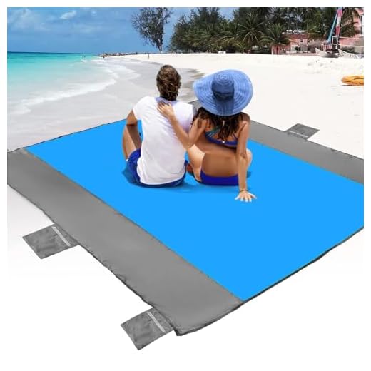 POPCHOSE Sandfree Beach Blanket, Large Beach Mat 108 x 85.2 inches for 4-7 Adults, Pocket Outdoor Blanket with 6 Stakes Portable Family Picnic Camping Mat for Travel, Camping, Hiking