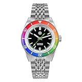 San Martin, orologio da uomo SN0116B da 39,5 mm, con lunetta color zaffiro arcobaleno NH35, orologio meccanico automatico da uomo, impermeabile fino a 20 bar, Lunetta arcobaleno