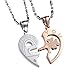 GuDeKe Su y su Corazon Llave Rompecabezas a Juego Collar de Parejas de Acero Inoxidable (Un par de Collar de Plata y Oro Rosa.)
