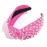 Pearly Knotted Women Headband Luxury Jeweled Leather Beaded Embellished Top Hairband Fashion Elegant