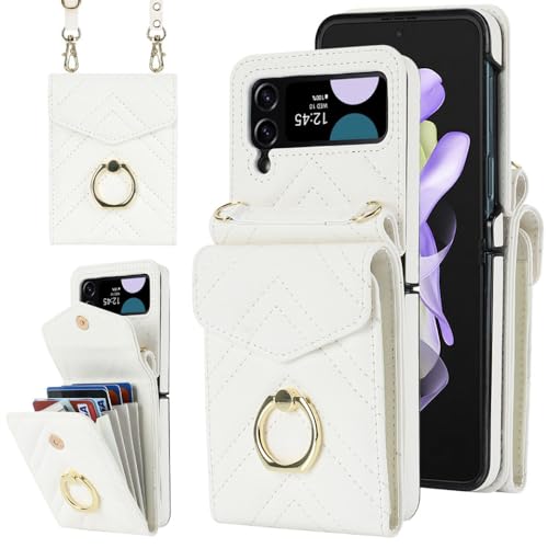 Sac de téléphone Galaxy Z Flip 4 étui portefeuille cuir avec anneau de protection