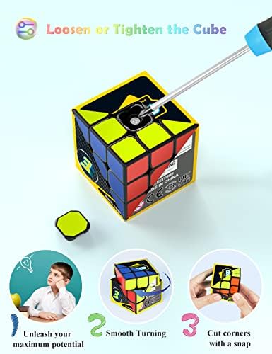 ROXENDA Speed Cube Set of 2x2x2 3x3x3 Pyramid Cube Smooth Fast Cube