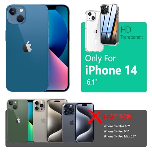 Image of ONES Case for iPhone 14, Slim Clear Transparent Case [PC + TPU Hybrid] with Military-Grade Drop Protection, Anti-Yellowing Shockproof Silicone Hard Cover