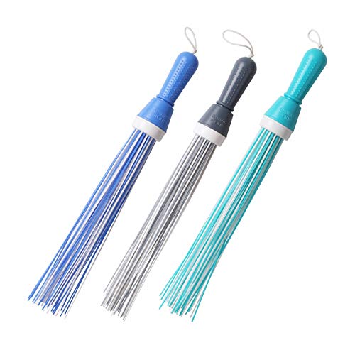Image of Classy Touch Plastic Broom for Bathroom Cleaning & Home Floor Cleaning| Hard Bristle Broom for Scrubbing in Bathroom|(Size 52 cm, Colour Aqua Blue, Grey & Blue) 60 Plastic Sticks (Set of 3)