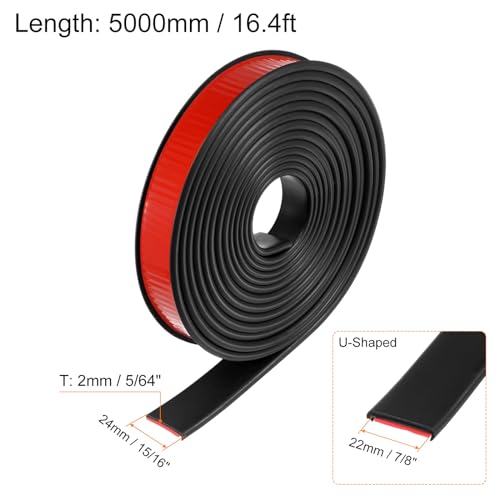 QUARKZMAN U-Form Kantenband 7/8 x 16,4ft (22mm x 5000mm) Selbstklebendes TPE Flexibles Furnierkantenband Kantenschutz für Möbel, Schränke, Tische, Reparatur, Schwarz