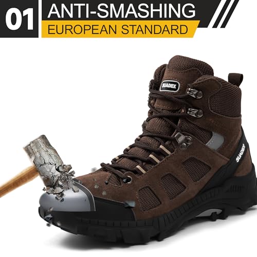 Image of SUADEX Steel Toe Boots for Men Women Indestructible Non Slip Comfortable Work Boot Safety Construction Shoes