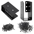 24pcs Deck Railing Bracket Connectors, for 2x4 Inch Railing Wood Fence Post Porch Railing Deck Balusters Stair Connectors Handrail Bracket with 240 Screws (Black)