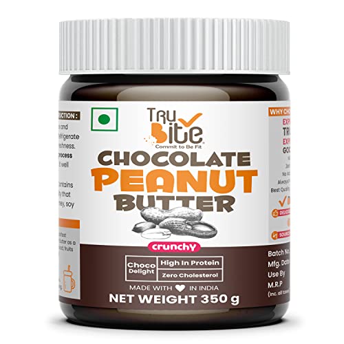 Image of Trubite Chocolate Peanut Butter (Crunchy) (350g) | High in Protein | Goodness of Dark Chocolate | No Cholesterol | Rich in Antioxidant (350G)