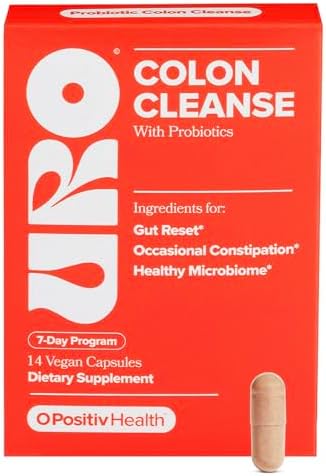 URO Colon Cleanse – 7-Day Probiotic Routine for Healthy Bowel Movements & Relief from Occasional Constipation – with Probiotics, Senna Extract, Marshmallow Extract, Magnesium Oxide – 14 Servings