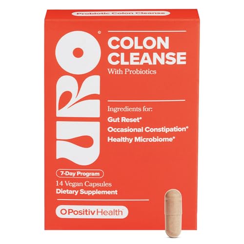 URO Colon Cleanse 7-Day Probiotic Routine for Healthy Bowel Movements & Relief from Occasional Constipation with Probiotics Senna Extract Marshmallow Extract Magnesium Oxide 14 Servings