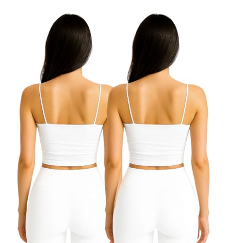 Image of Women's Seamless Long Crop Top Combo | Lightly Padded Smooth Stretchable Camisole Bra for Daily Comfort & Support | Pack of 2