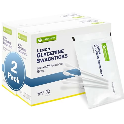 Lemon Mouth Swabs for Hospice Patients - 2 Pack of 150 Lemon Glycerin Oral Swabs for the Elderly - Refreshes and Moistens the Mouth Teeth and Gums