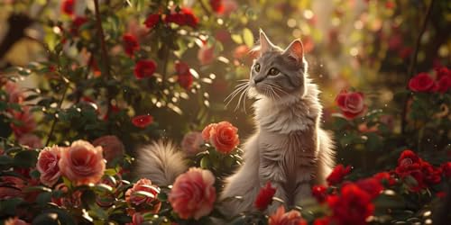 Kit 5D Point Croix Diamant : Un Cadeau Créatif Fleurs pour Chats 50x100