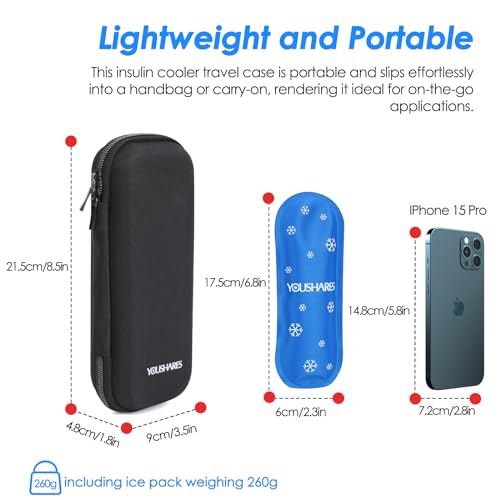 youshares insulin cooler travel case tsa approved - portable medication cooler for travel and daily life diabetic travel case with 2 ice packs