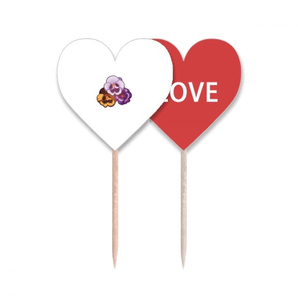 Cure-dents Drapeau Love Heart pique gâteau en bois décoration de fête