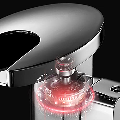 Mitigeur Hydro LED haut de gamme cascade noir or à induction intégrée - 7