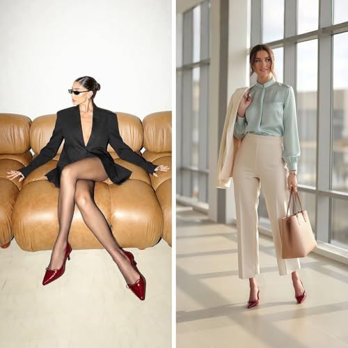 Image of MAVMAX Slingback Heels for Women Kitten Heels with Bow Pointed Close Toe Pumps Dress Party Heeled Sexy Wedding Shoes