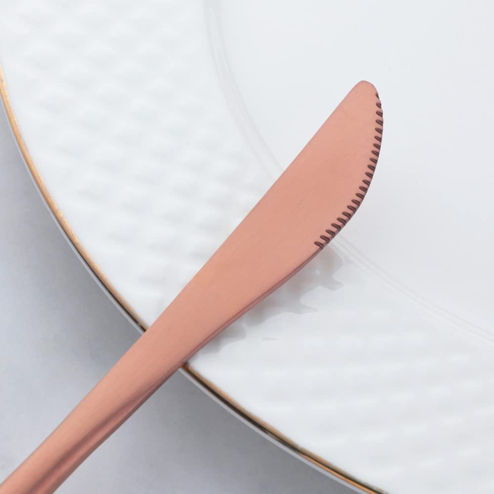 Buyer Star Matte Rose Gold Besteck Set, 30 Stück Edelstahl Besteck Set Gold Matt für Haus Küche Restaurant Parteien, Essbesteck Set Mit Gabeln Löffeln Messern Spülmaschinenfest