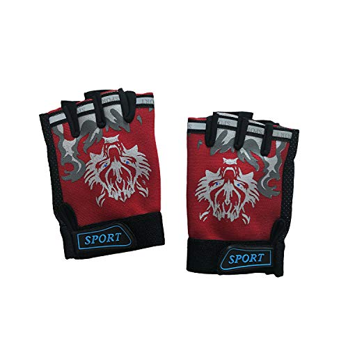 Luvas infantis para ciclismo, meia dedo, respiráveis, antiderrapantes, para equitação, esportes ao a
