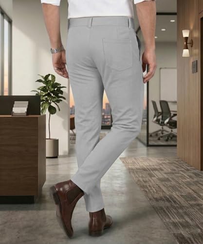 Image of Mehrang Men's Stretchable Stretchable Formal Pant Trousers | Stylish Slim Fit Men's Wear Trousers for Office or Party | Polycotton Knitted Fabric