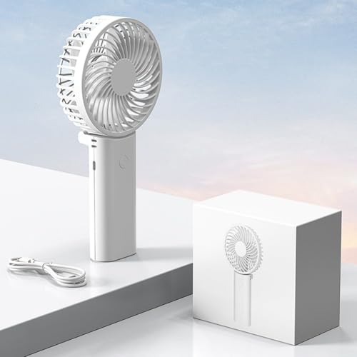 Mini ventilador plegable portátil, con banco de energía de 5200 mAh, ventilador de escritorio ultra silencioso, cabezal ajustable de 180°, 4 ajustes de velocidad para viajes en casa, oficina (blanco)