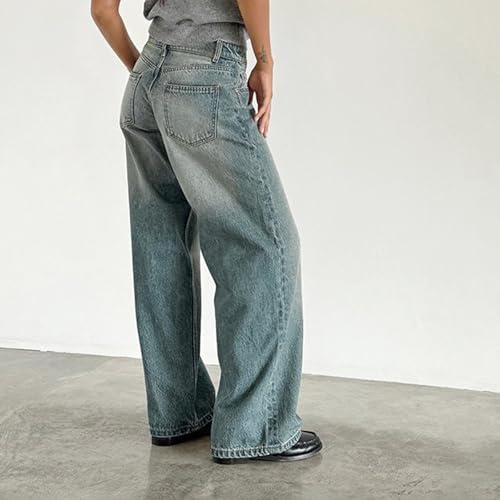 Women Low Rise Baggy Jeans Y2k Straight Wide Leg Boyfriend Viange Casual Denim Pants with Pockets3