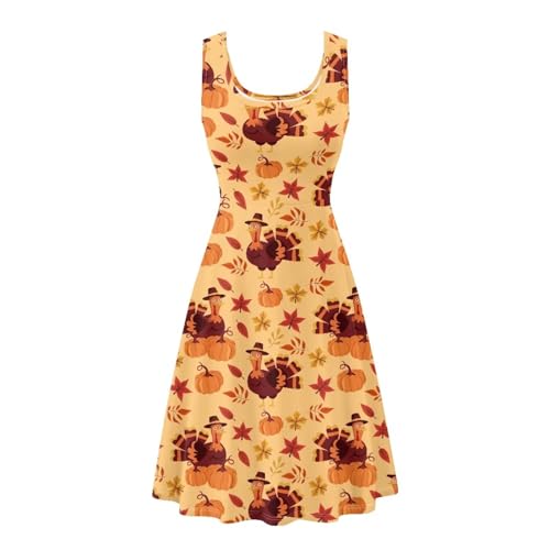 Image of TOADDITDO Women's Sleeveless O Neck Beach A-Line Party Coctail Tank Dresses Flared Sundress