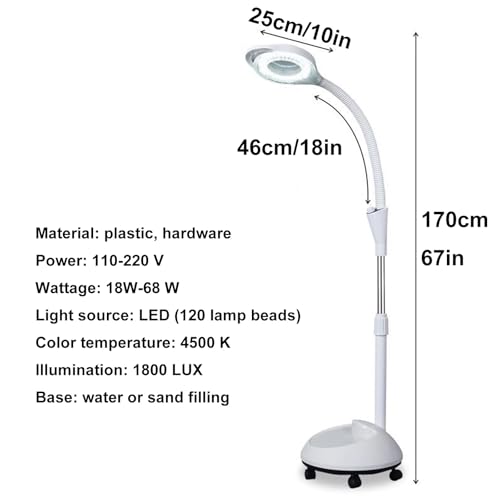 Lampe d'examen médical à LED mobile avec col de cygne et loupe 8X