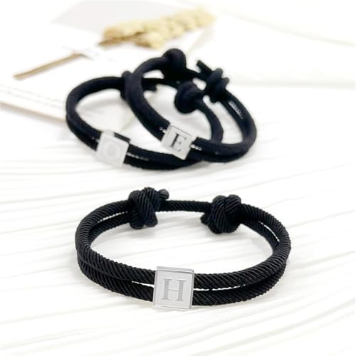 Pulsera inicial de cuerda para hombre acero inoxidable miniatura 3