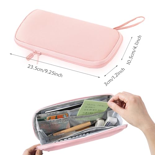 Image of Rolin Roly Multi-function Pencil Case Pencil Box Large Capacity Pen Case Holder for Women Pen Bag Organizer with Zipper (pink)
