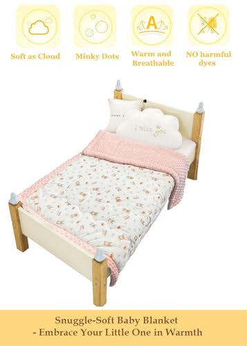 Image of Toddler Comforter 47x59 Inch, Lightweight Down Alternative Quilted Blanket for Crib & Toddler Bed, Soft Minky Dots Baby Quilt, Machine Washable Year-Round Bedding