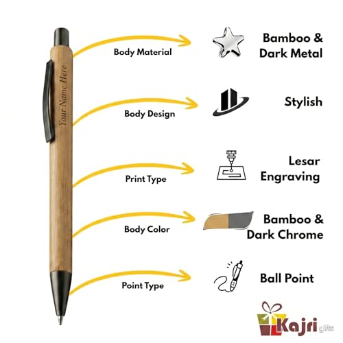 Image of Kajri Gifts Personalized Pen with Name Engraved Wooden Gift Box Best for Gifting, Corporate Gift, Doctor, Advocate, Boss, Employee, Teacher (Wooden Look)