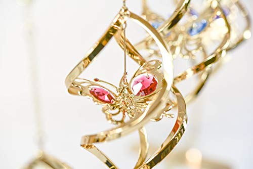 24K Gold Spiral Butterfly Ornament With Mascot Crystals (Red) #TOP3