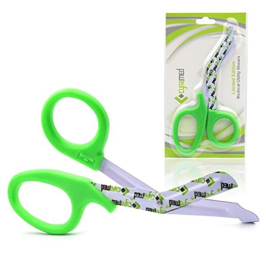 Cynamed Trauma Bandage Shears - Safety Medical Scissors with Blunt Tip and Serrated Blade - Tough and Durable Stainless Steel - Light and Comfortable Grip – Patient-Friendly (Each, Cynamed Green)
