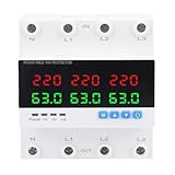 Walfront Interruptor de Transferencia Automático 63A 4p 3ph El Interruptor del Protector contra la Sobretensión de Sobrecorriente de Sobrecorriente Pantalla LED para El Interruptor