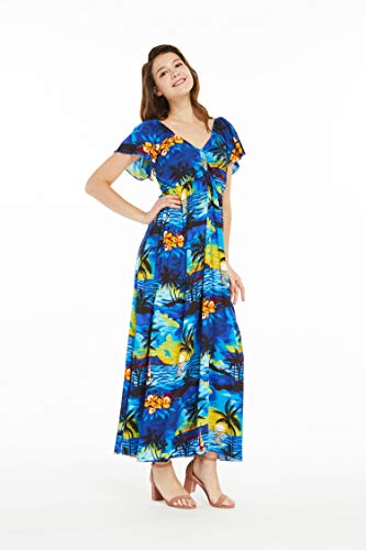 Image of Hawaii Hangover Family Matching Hawaiian Clothes, Sunset Blue | Family matching Hawaiian outfits, Sunset Blue, lightweight rayon, machine washable, tropical print, luaus, cruises