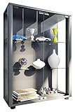 2 edle Einlegeböden VCM Sammelvitrine Standvitrine Glasvitrine Glasregal Vitrine Glas Schaukasten ohne Beleuchtung Silber \