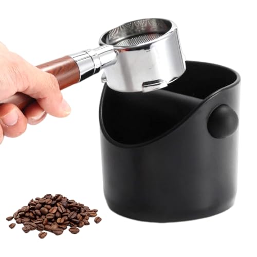 Fhioevt Knock Box Noir Boite à Café Espresso Knock Boxs Réutilisable Coffee knock box Poubelle à Expresso Pot Bac à Marc de Café avec Barre de Frappe Amovible pour Coffee Machine (10x10x11cm)