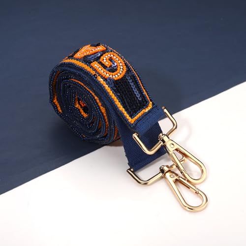 Image of YAHPERN Beaded Purse Straps Game Day Purse Strap Replacement Sequin Crossbody Football Purse Strap for Stadium Clear Bag