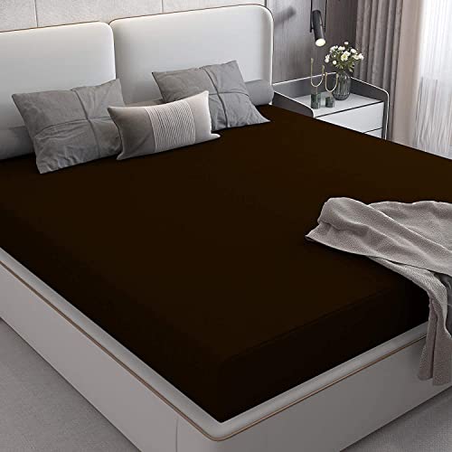 Image of Waterproof Mattress Protector King Size 75x70 - Waterproof Terry Cotton Mattress Protector /Breathable Elastic Fitted Style Bed Cover King Size Bed - Brown Color - Kids Urine Protection
