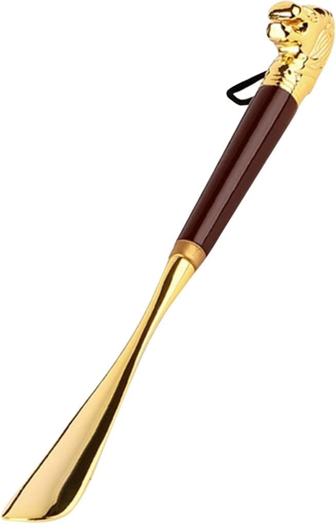 Schuhlöffel Schuhhorn Langer Griff Für Senioren High-end-Luxus-schuhhelfer In Löwenkopfform, Haushaltsschuhheber Mit Langem Und Kurzem Griff, Exquisite Aufbewahrungstasche, Gold, 31 * 3.5cm